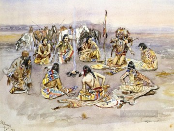 consejo de guerra 1896 Charles Marion Russell Indios americanos Pinturas al óleo